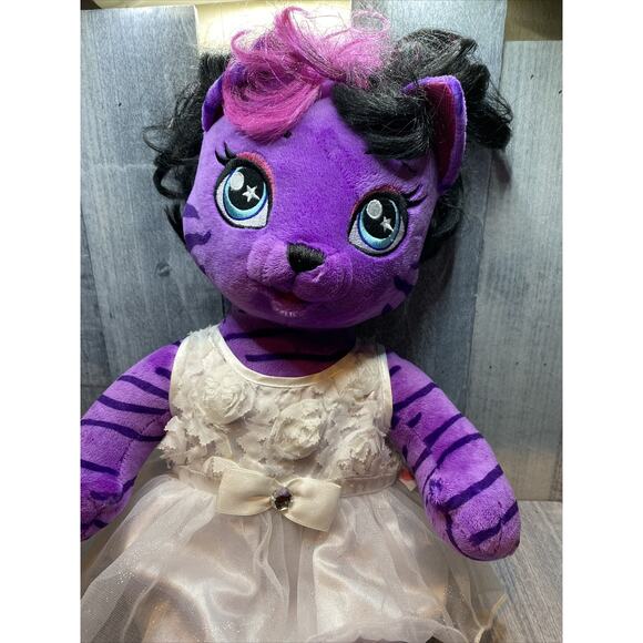 Build A Bear HG Honey Girls Teegan Purple Cat Kitty Plush 20" In White Dress - Picture 3 of 7